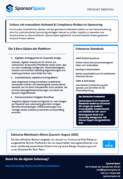 Sponsorspace Factsheet SponsorSpace B2B Produkt-Flyer Sponsoring-Management-Software